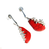 Red Coral Flower Earrings