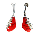 Red Coral Flower Earrings