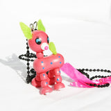 Cute Wooden Animal Necklaces on the black ball chain.