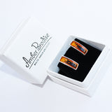 Oblong Green/Honey/Cherry/Lemon Amber Stud Earrings