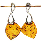 Honey or Cherry Amber Earrings with single large amber pieces