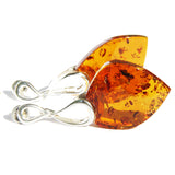 Honey or Cherry Amber Earrings with single large amber pieces