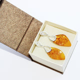 Honey or Cherry Amber Earrings with single large amber pieces
