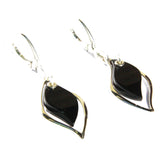 Cherry Amber Earrings with single large amber leaf shaped pieces