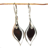 Cherry Amber Earrings with single large amber leaf shaped pieces