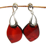 Honey or Cherry Amber Earrings with single large amber pieces
