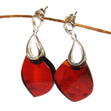 Honey or Cherry Amber Earrings with single large amber pieces