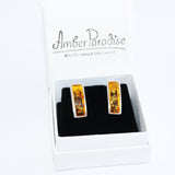 Oblong Green/Honey/Cherry/Lemon Amber Stud Earrings