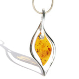 Cherry Amber Earrings with single large amber leaf shaped pieces