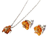 Romantic Honey Amber Flower Pendants