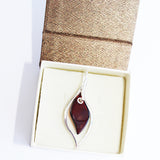 Cherry Amber Earrings with single large amber leaf shaped pieces