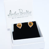 Cute Little honey/green/cherry Amber Drop Stud Earrings