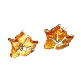 Romantic Honey Amber Flower Stud Earrings