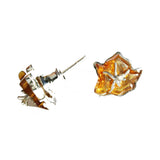 Romantic Honey Amber Flower Stud Earrings