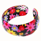 Lovely Floral Resin Cuff in Black, 2 sizes