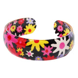 Lovely Floral Resin Cuff in Black, 2 sizes