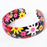 Lovely Floral Resin Cuff in Black, 2 sizes