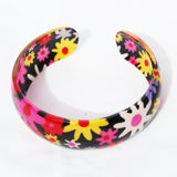 Lovely Floral Resin Cuff in Black, 2 sizes