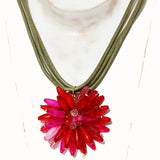 Flirty, floral and completely distinctive multicolour flower necklace