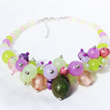 Beautiful Pale Green Beaded Necklace intertwined with resin colourful beads