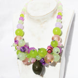 Beautiful Pale Green Beaded Necklace intertwined with resin colourful beads