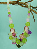 Beautiful Pale Green Beaded Necklace intertwined with resin colourful beads