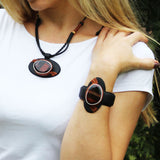 Brown+Orange Agate Necklace - Pendant