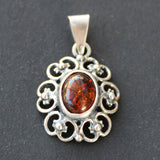 Classic Vintage Oval Amber Pendant