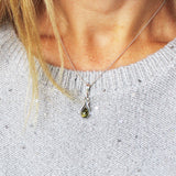 Silver Baltic Amber Necklace Green Drop