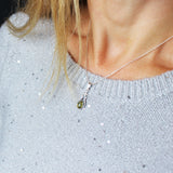 Silver Baltic Amber Necklace Green Drop