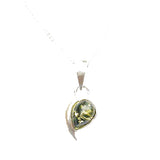 Silver Baltic Amber Pendant Green/Honey