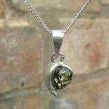 Silver Baltic Amber Pendant Green/Honey