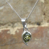 Silver Baltic Amber Pendant Green/Honey