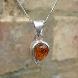 Silver Baltic Amber Pendant Green/Honey
