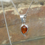 Silver Baltic Amber Pendant Green/Honey