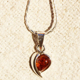 Silver Baltic Amber Pendant Green/Honey