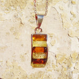 Silver Baltic Multicolour Mix Amber Pendant