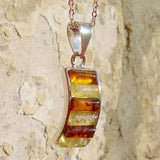 Silver Baltic Multicolour Mix Amber Pendant