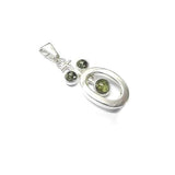 Modern Silver Green or Honey Baltic Amber Pendant
