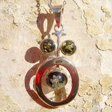 Modern Silver Green or Honey Baltic Amber Pendant