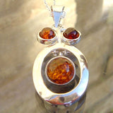 Modern Silver Green or Honey Baltic Amber Pendant