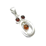 Modern Silver Green or Honey Baltic Amber Pendant
