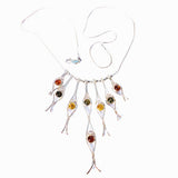 Delicate sterling silver 925 and  amber long dangle necklace