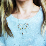Delicate sterling silver 925 and  amber long dangle necklace