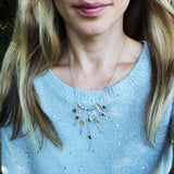Delicate sterling silver 925 and  amber long dangle necklace