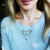 Delicate sterling silver 925 and  amber long dangle necklace
