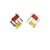 Modern sterling silver 925 square fittings and rectangular baltic amber pieces used to make this stud earrings