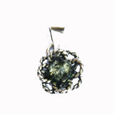 Sterling Silver Honey or Green Baltic Amber Pendant, Studs - Flowers, + gorgeous gift box,  silver 925, silver jewellery amber pendant studs