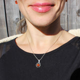 Sterling Silver Honey or Green Baltic Amber Pendant, Studs - Flowers, + gorgeous gift box,  silver 925, silver jewellery amber pendant studs