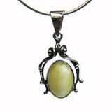 Silver Butterscotch Baltic Amber Pendant - Vintage Charm